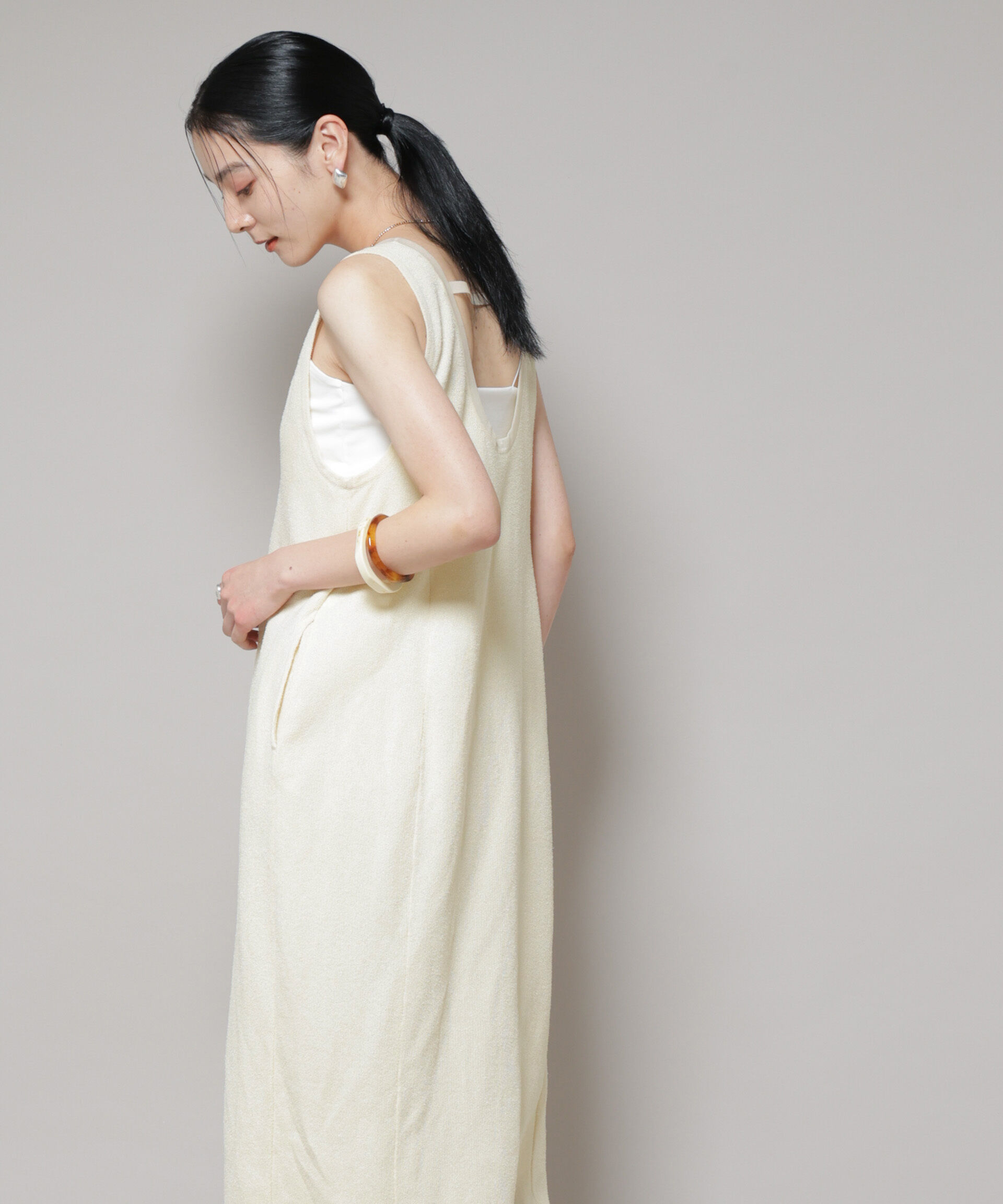 nano･universe「モール接結Uネックフォルムワンピース」|ワンピース|