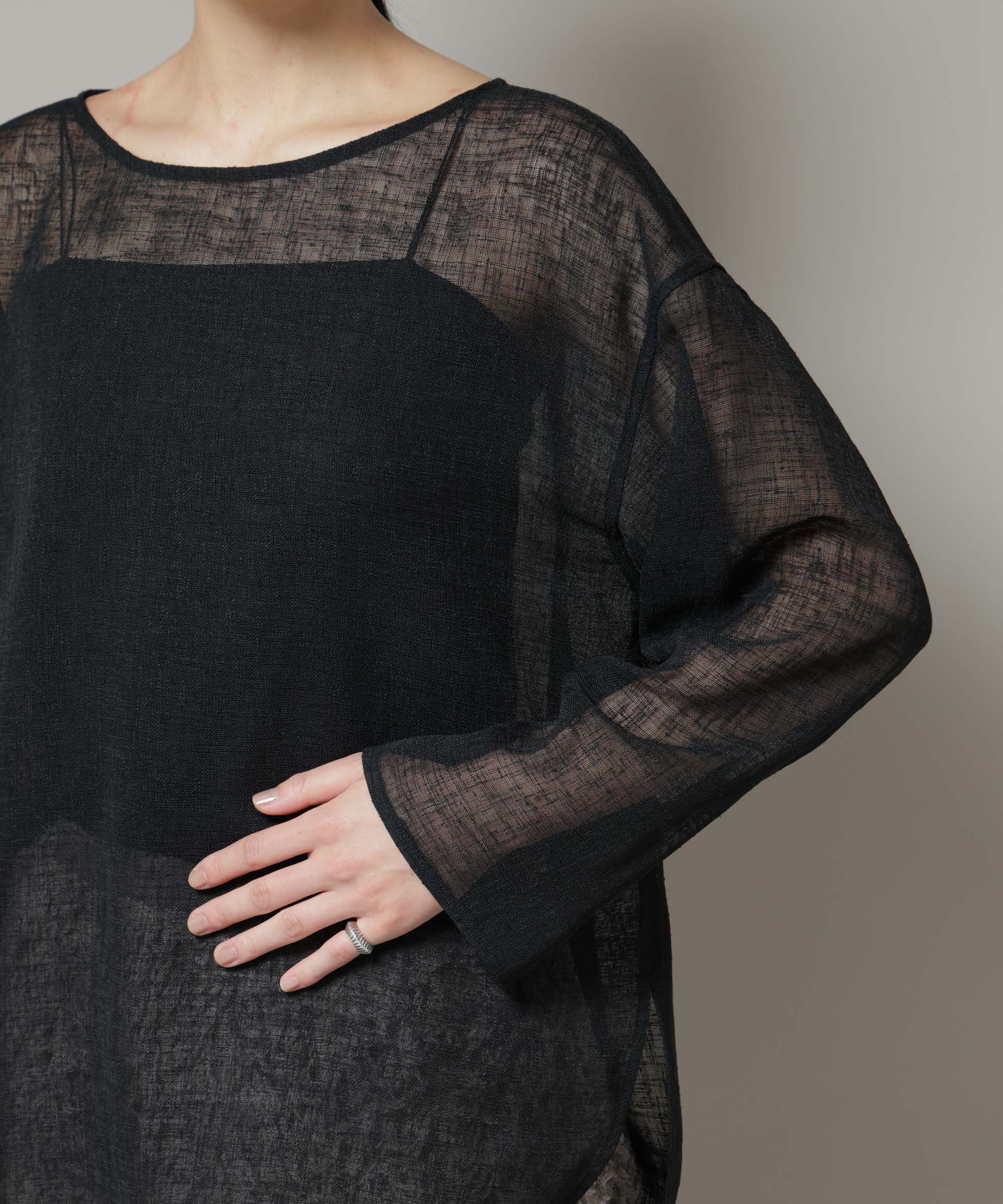 nano･universe「オーバーサイズメッシュブラウス」|シャツ・ブラウス|