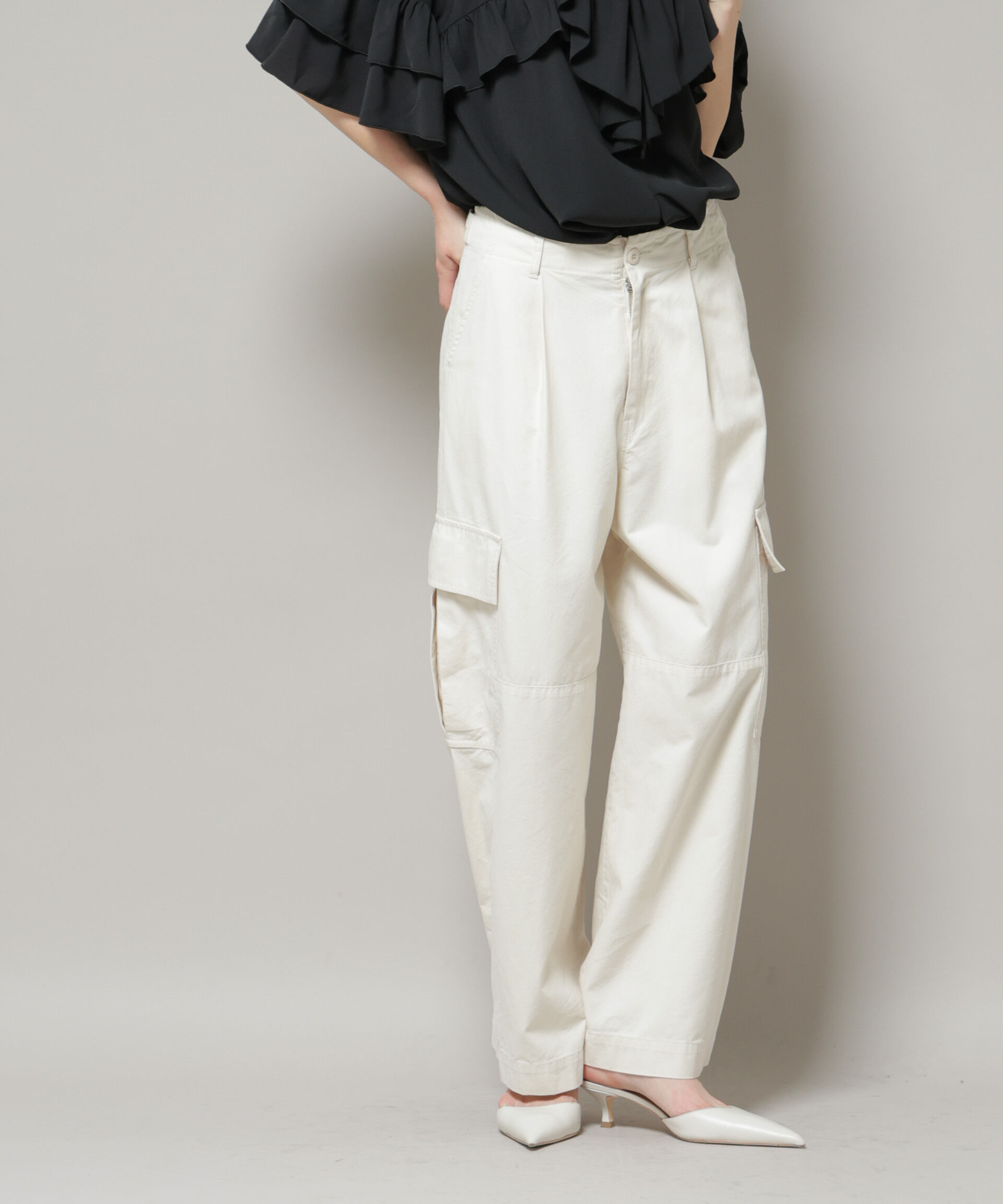 nano･universe「サイドポケットワイドチノパンツ」|チノ|