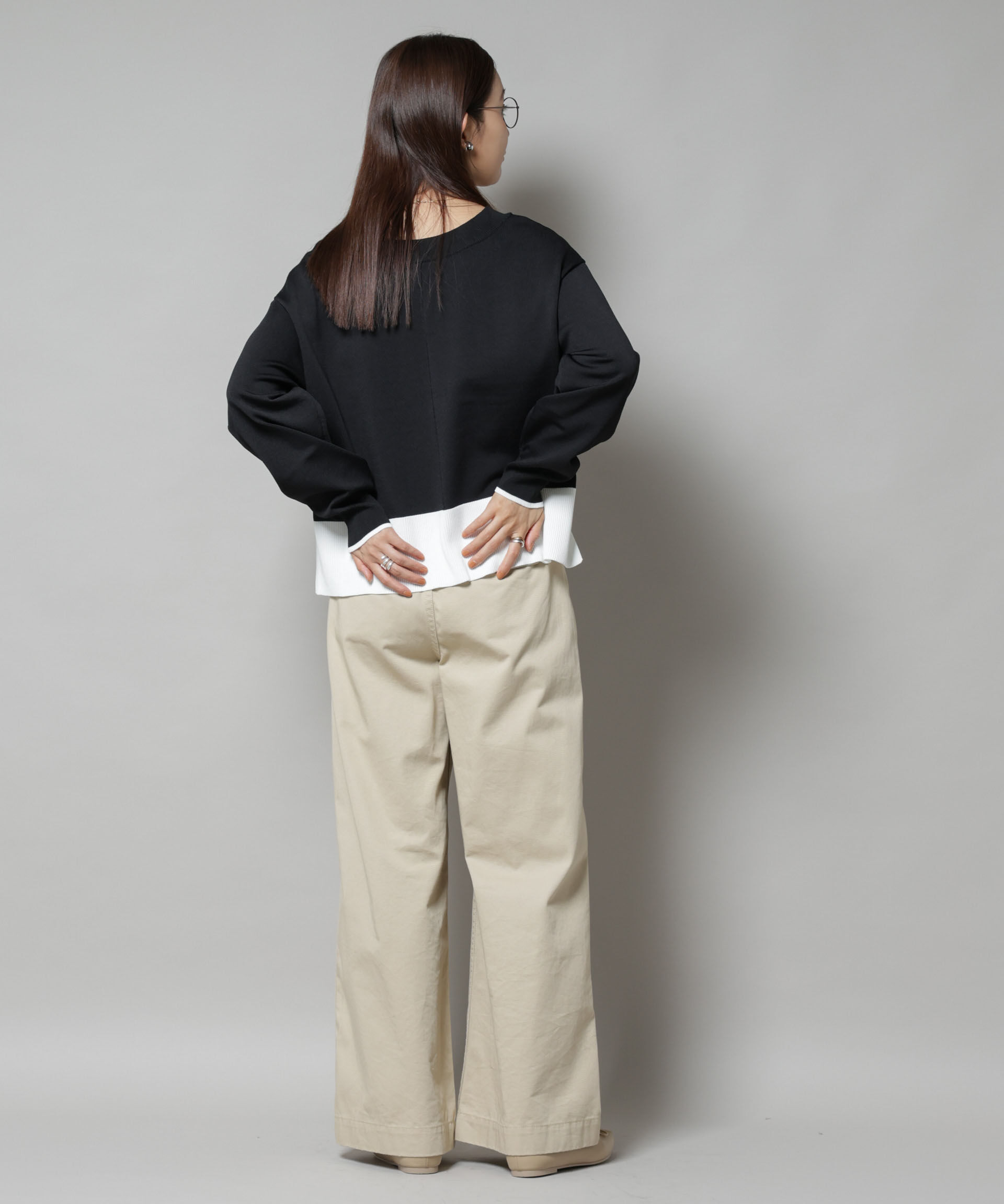 nano･universe「洗濯機洗可前後2way配色ニット」|ニット・セーター|