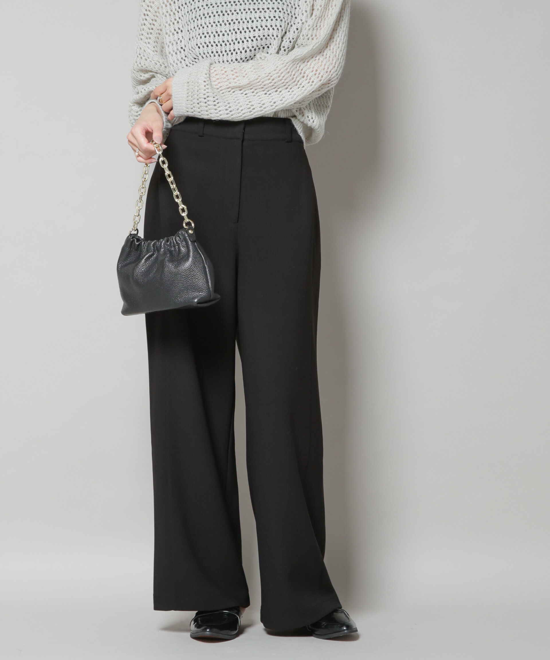 nano･universe「サイドタックカットジョーゼットパンツ」|チノ|