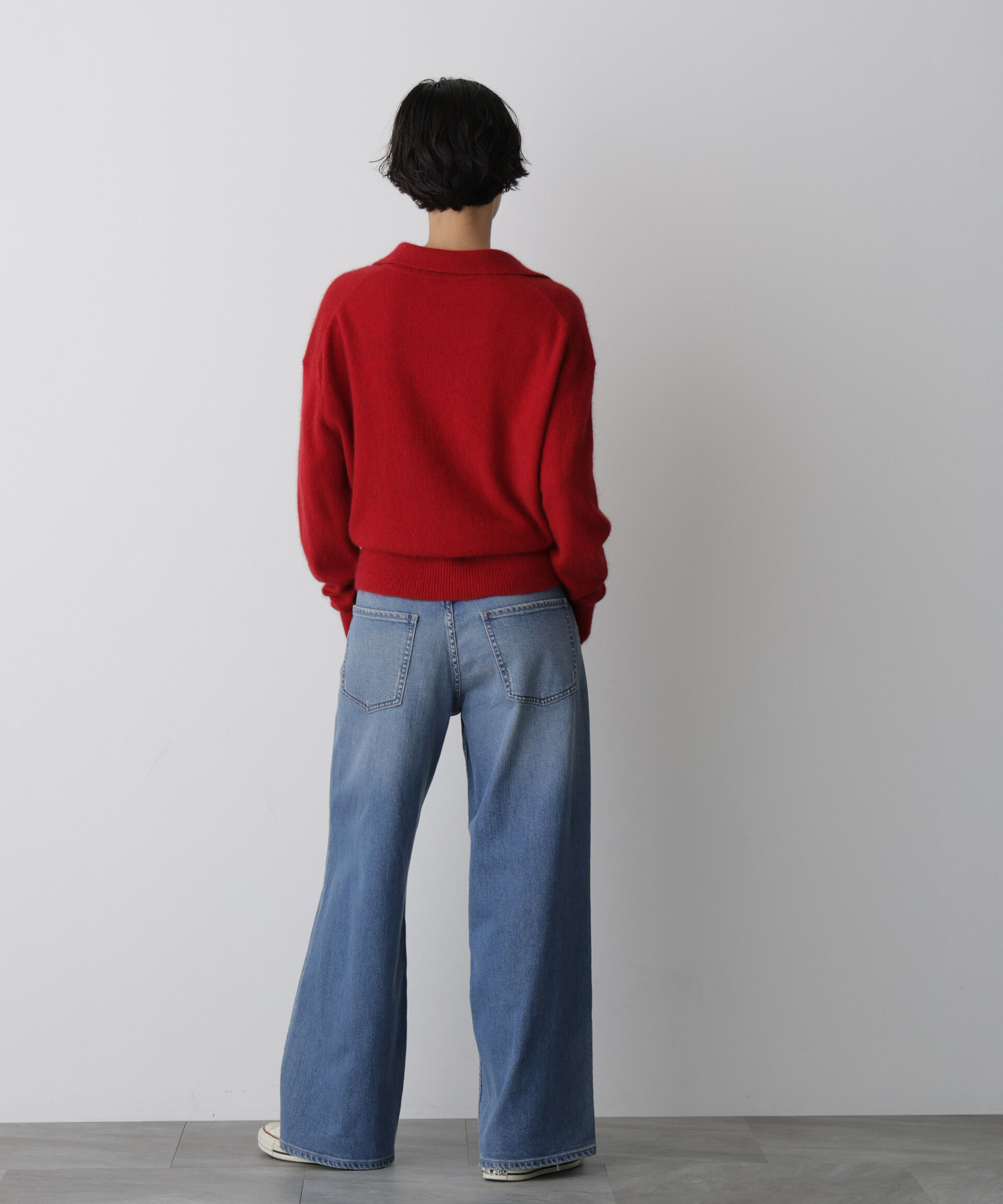  「「STEVELOUR」スキッパーポロ衿ソフトタッチニット」|ニット・セーター|