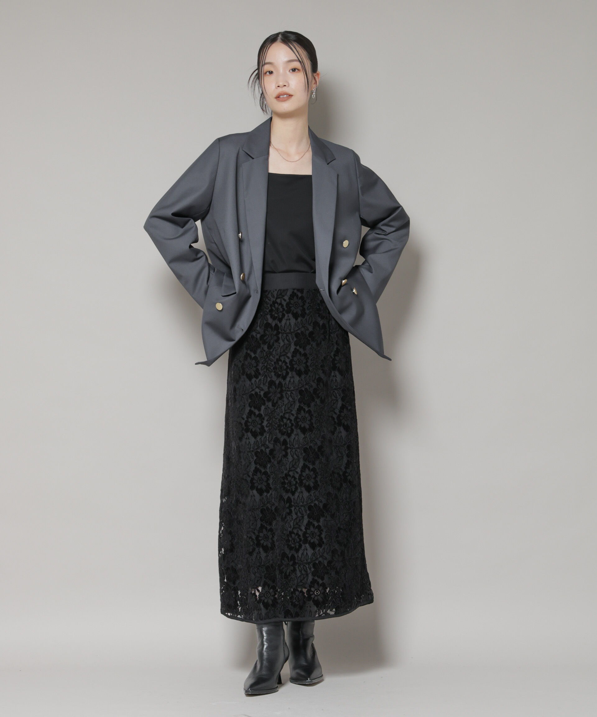 nano･universe「起毛レーススカート」|スカート|