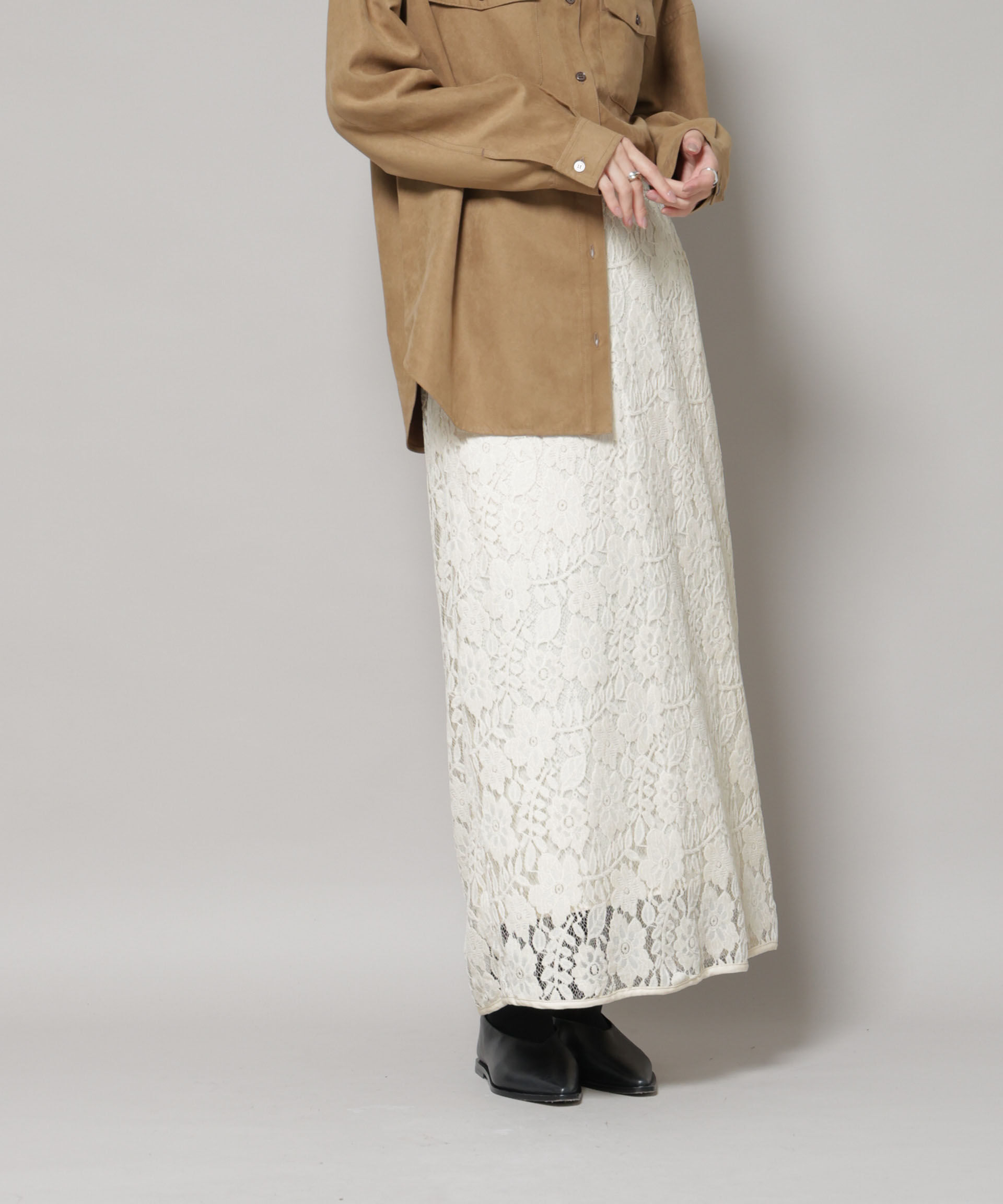 nano･universe「起毛レーススカート」|スカート|