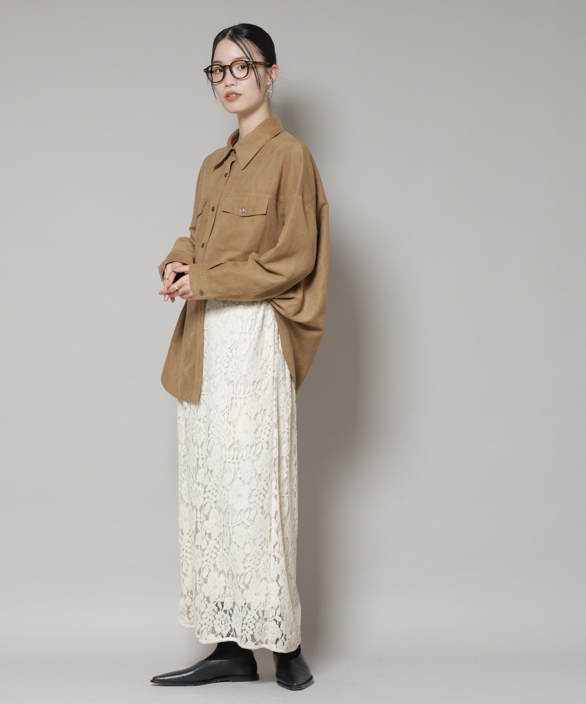 nano･universe「起毛レーススカート」|スカート|