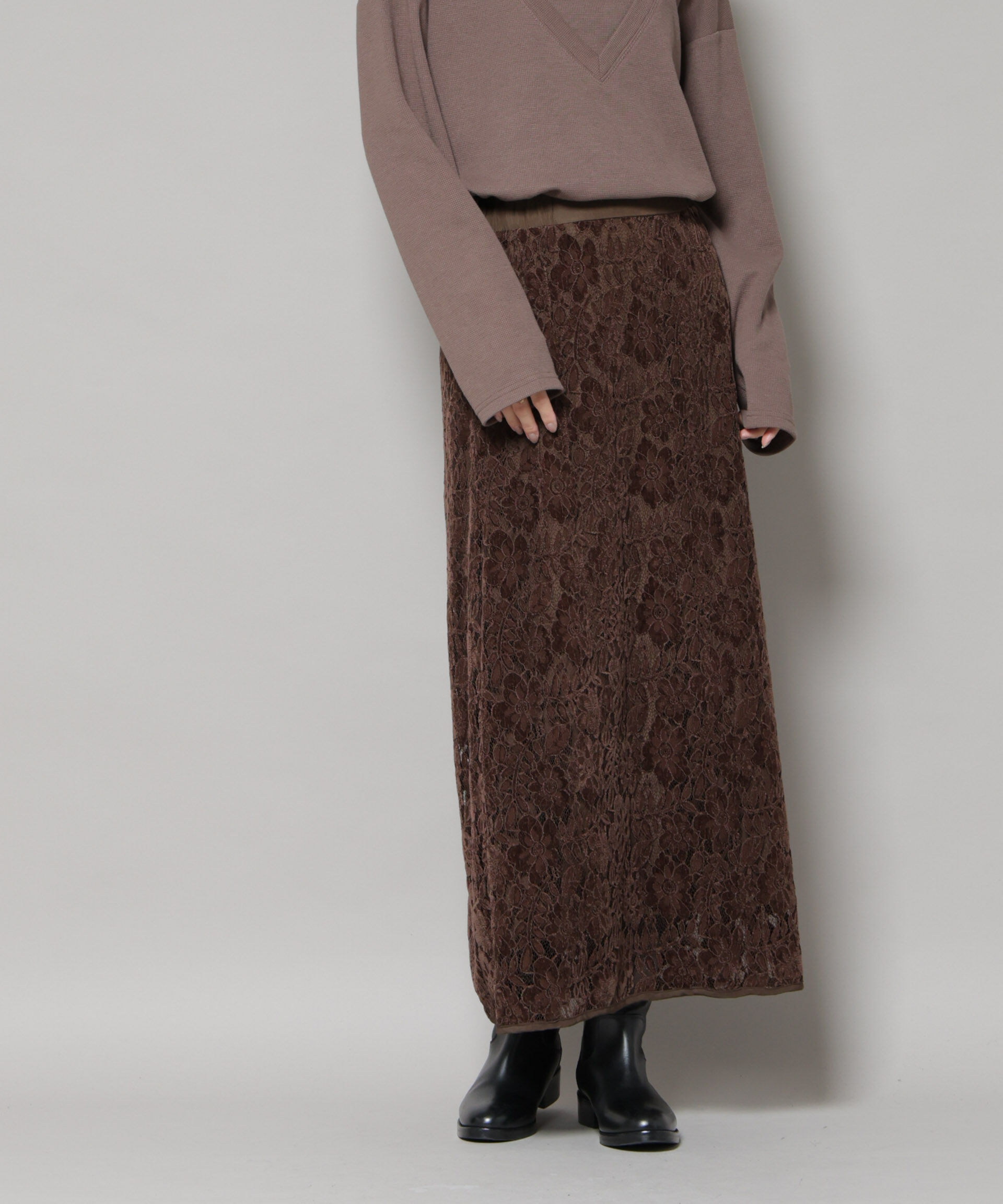 nano･universe「起毛レーススカート」|スカート|