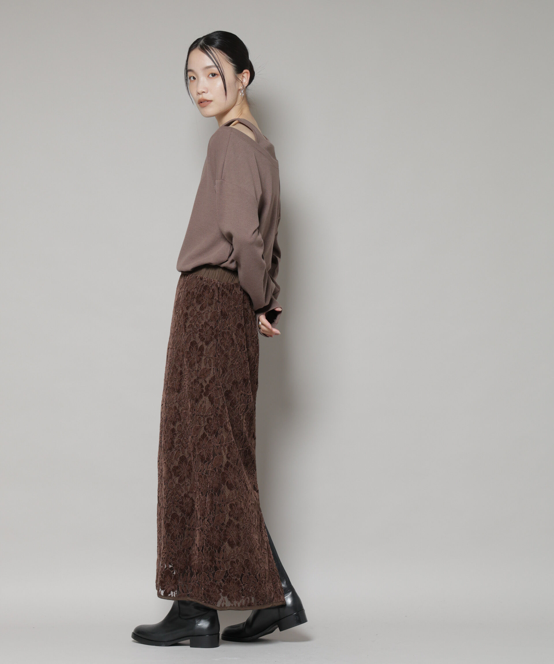 nano･universe「起毛レーススカート」|スカート|