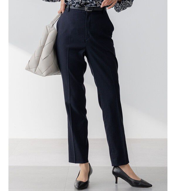 23区「【セットアップ対応/防シワ性/洗える】アイアスマットストレッチ テーパード パンツ」|その他|ネイビー系