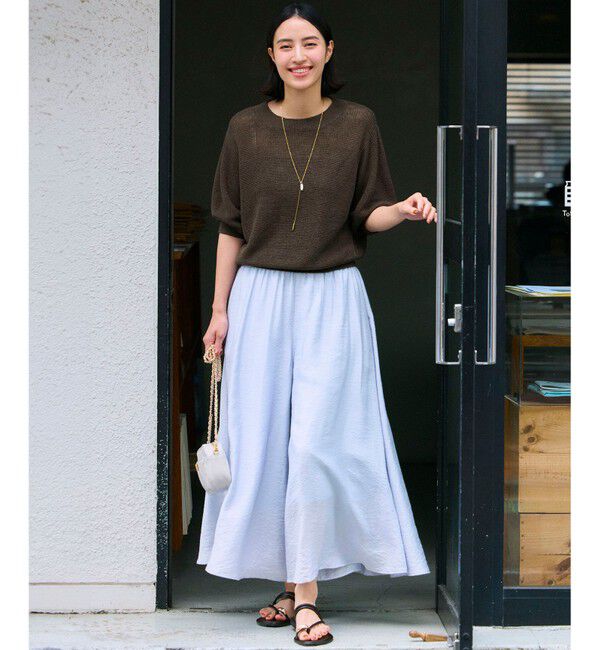 23区「【洗える】ピュアリネン パフスリーブ ニット」|ニット・セーター|