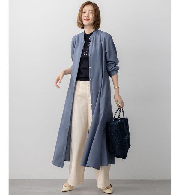 23区「【洗える】サステナブルウール モックネック 5分袖 ニット」|ニット・セーター|