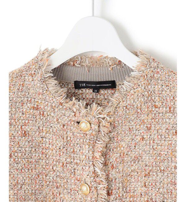 23区「【見上愛さん着用/新色追加/GLOW掲載】ツイード ニット ジャケット」|ノーカラージャケット|