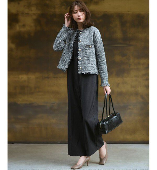 23区「【見上愛さん着用/新色追加/GLOW掲載】ツイード ニット ジャケット」|ノーカラージャケット|