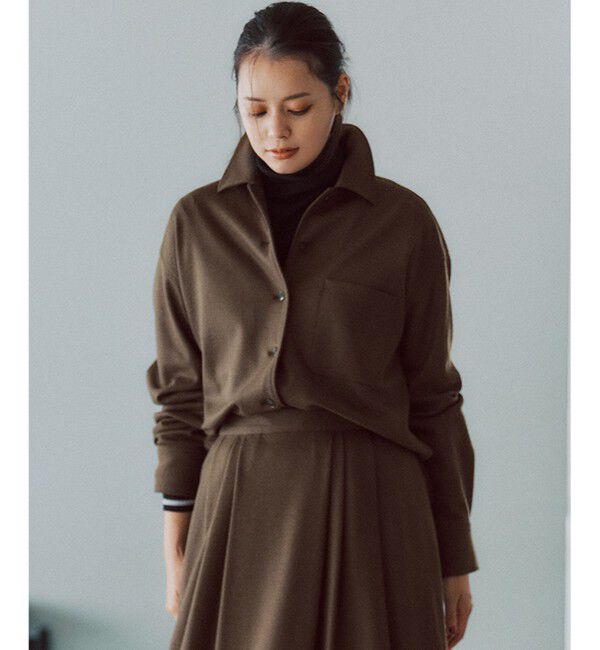 23区「【滝沢眞規子さん着用/VERY掲載/洗える】ウールミルドジャージー シャツ」|シャツ・ブラウス|カーキ系