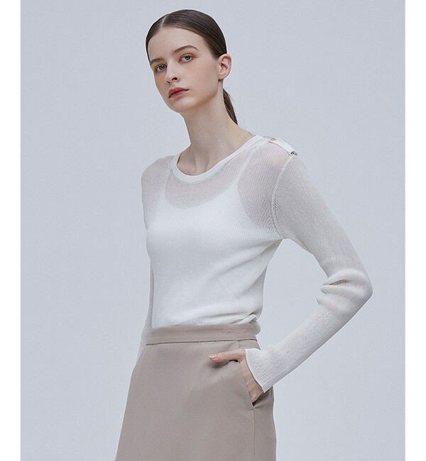 BEIGE,「LIANE / リブニットトップス」|ニット・セーター|Ecru