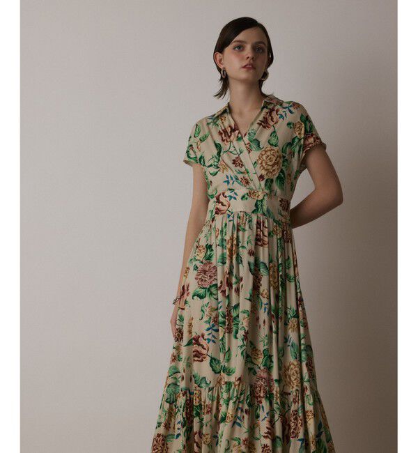 GRACE CONTINENTAL「アンティークフラワープリントワンピース」|ワンピース|ベージュ