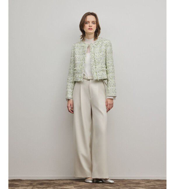 GRACE CONTINENTAL「ミックスツイードジャケット」|ノーカラージャケット|