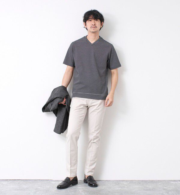 NOLLEY'S goodman「《ビジカジ対応》セミシルケットスムース ボーダー Vネック ドレスTシャツ 25SS」|Tシャツ・カットソー|