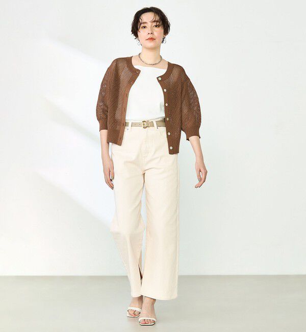 NOLLEY'S「《手洗い可能》スパンコールメッシュ5分袖カーディガン」|カーディガン|