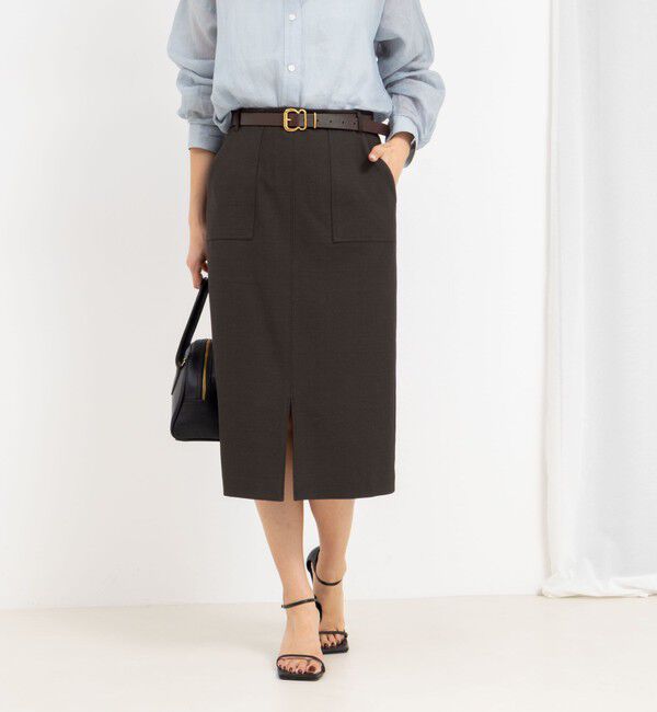 NOLLEY'S「ウォッシャブル高機能ドライオックスポケ付きタイトスカート」|タイト|ブラウン