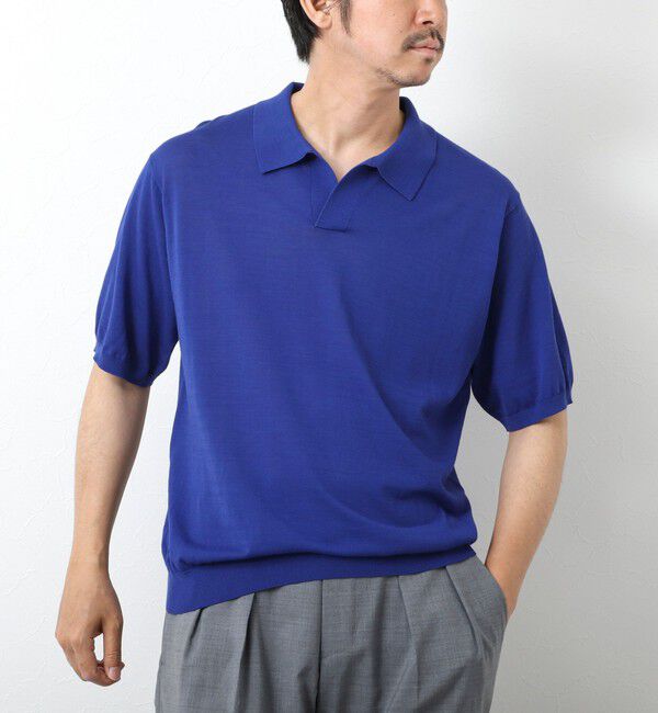 NOLLEY'S goodman「《PIMA COTTON》成型半袖 NSN スキッパーニットポロシャツ 25SS」|ポロシャツ|ロイヤルブルー