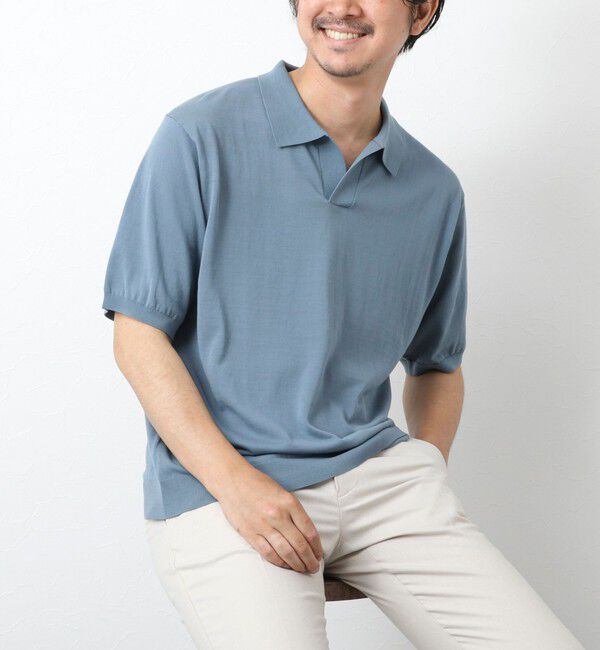 NOLLEY'S goodman「《PIMA COTTON》成型半袖 NSN スキッパーニットポロシャツ 25SS」|ポロシャツ|