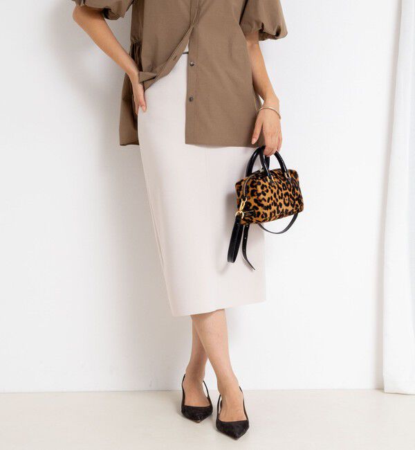 NOLLEY'S sophi「ボンディングジョーゼットインゴムタイトスカート」|タイト|グレーベージュ