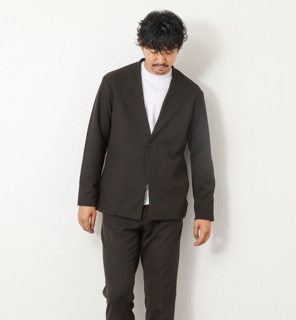 NOLLEY'S goodman「《ビジカジ/セットアップ対応》【尾州】先染めウォッシャブルノーカラーカーディガンジャケット 25AW」|ノーカラージャケット|