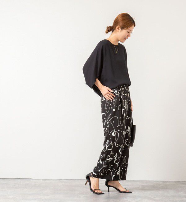 NOLLEY'S「ウォッシャブルプリントタックワイドパンツ」|チノ|