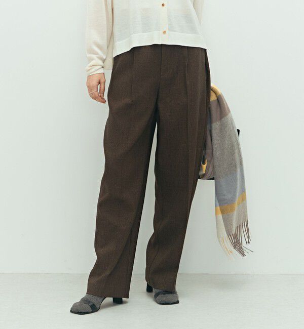 NOLLEY'S「《セットアップ対応》ウォッシャブルウール調セミワイドパンツ」|その他|ブラウン