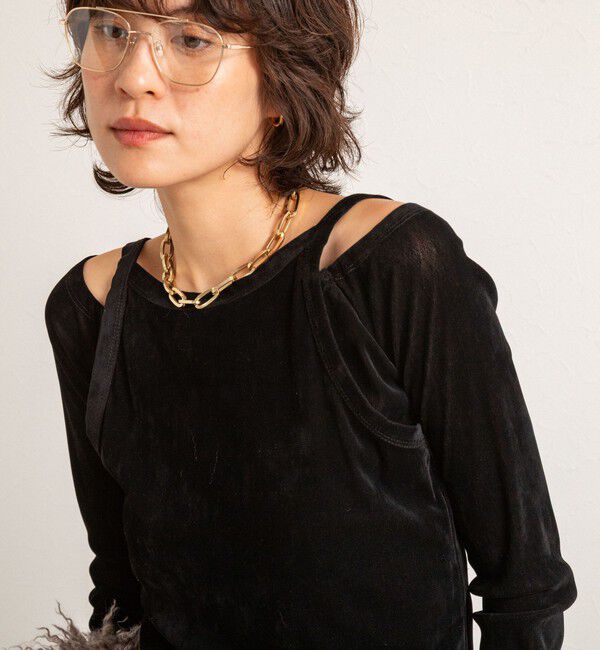 MAQWEL「【MAQWEL/マクウェル】ウォッシャブルベロアレイヤードトップス」|Tシャツ・カットソー|