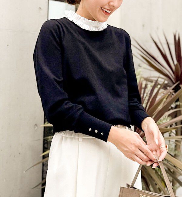 NOLLEY'S「プリーツ衿取り外しプルオーバーニット」|ニット・セーター|ブラック