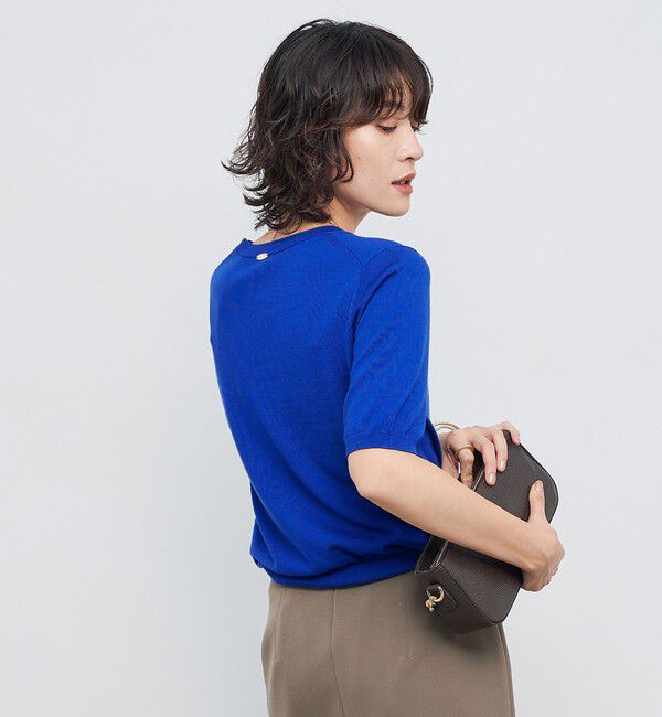 NOLLEY'S sophi「《アンサンブル対応》《手洗い可能》ウール100％5分袖プルオーバーニット」|ニット・セーター|