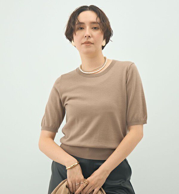 NOLLEY'S sophi「《アンサンブル対応》《手洗い可能》ウール100％5分袖プルオーバーニット」|ニット・セーター|