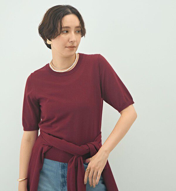 NOLLEY'S sophi「《アンサンブル対応》《手洗い可能》ウール100％5分袖プルオーバーニット」|ニット・セーター|