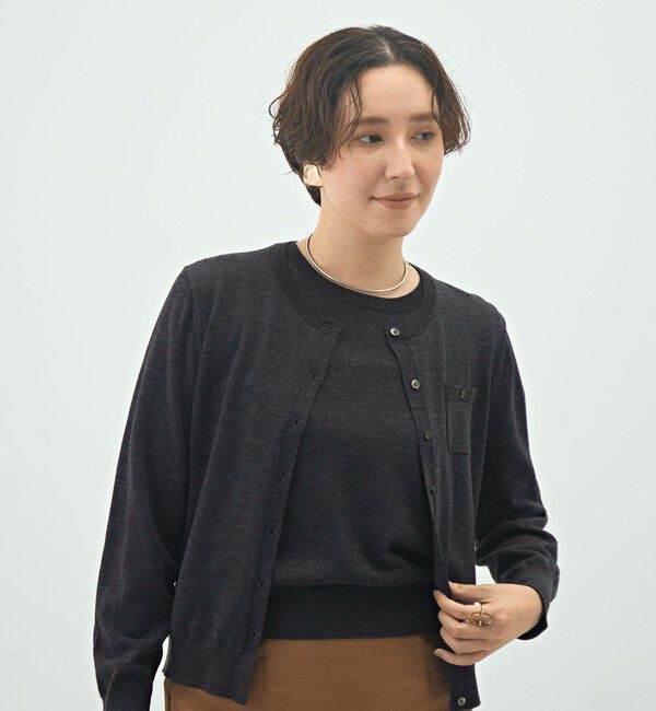 NOLLEY'S sophi「《アンサンブル対応》《手洗い可能》ウール100クルーネックカーディガン」|カーディガン|チャコールグレー
