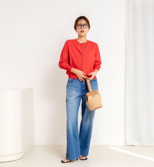 NOLLEY'S「《手洗い可能》コットンテックスクルーネックカーディガン」|カーディガン|