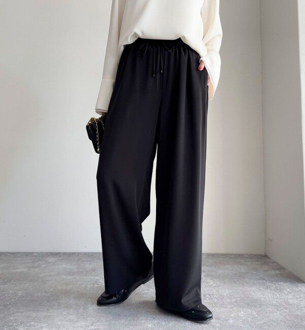 fredy emue「【累計販売数4万本突破！】とろみツイルストレートイージーパンツ」|チノ|ブラック