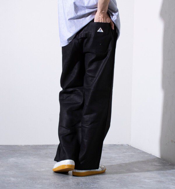 GLOSTER「【GEVACO/ゲバコ】コットンリネン イージーベイカーパンツ (無地/ストライプ)」|チノ|ブラック