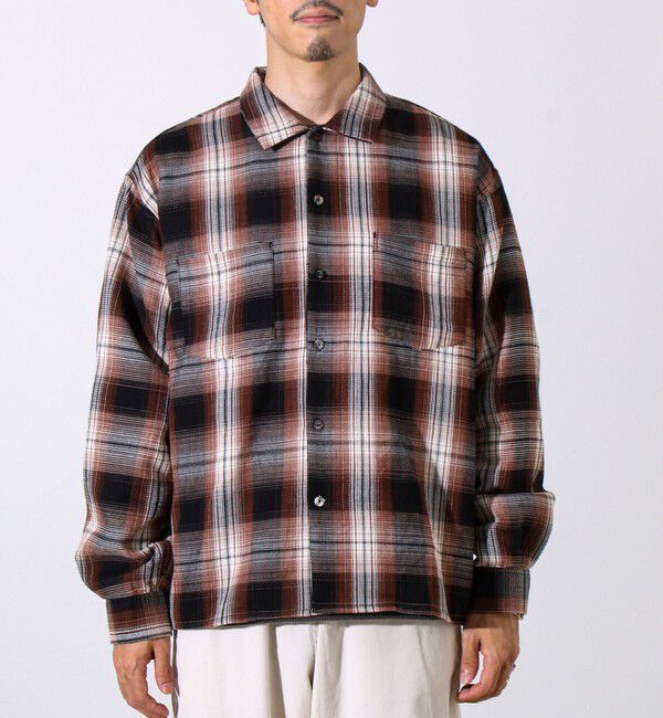 GLOSTER「【残暑にも快適なさらっとシャツ】ワッフルチェック ロングスリーブシャツ オンブレチェック」|シャツ・ブラウス|