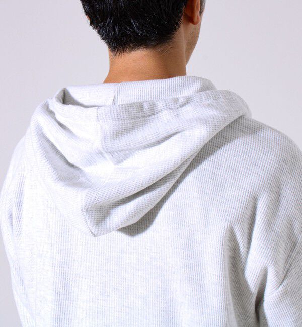 GLOSTER「【レイヤードに最適】起毛ワッフル 裾ドロストジップパーカー」|パーカー|