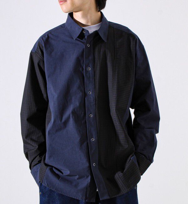 GLOSTER「【無地&times;柄の遊び心デザイン】スマートクレイジーロングスリーブシャツ」|シャツ・ブラウス|