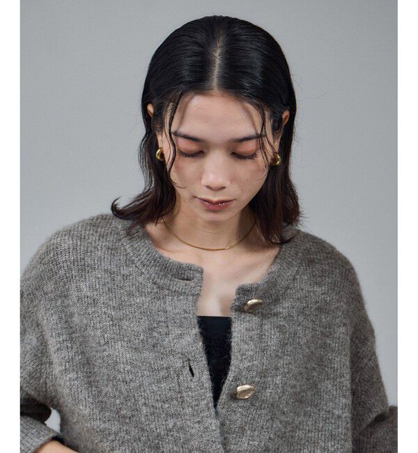 SALON adam et rope'「【WEB限定】2WAYニュアンスメタルボタンシャギークルーカーディガン 2」|カーディガン|