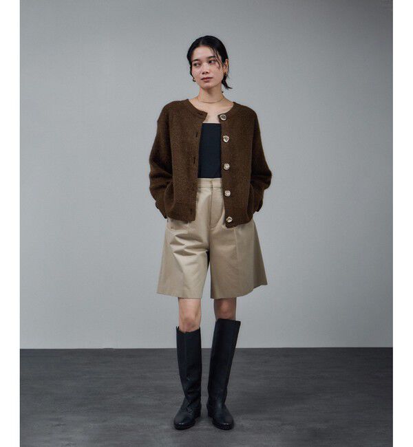 SALON adam et rope'「【WEB限定】2WAYニュアンスメタルボタンシャギークルーカーディガン 2」|カーディガン|