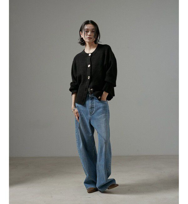 SALON adam et rope'「【WEB限定】2WAYニュアンスメタルボタンシャギークルーカーディガン 2」|カーディガン|