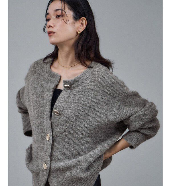 SALON adam et rope'「【WEB限定】2WAYニュアンスメタルボタンシャギークルーカーディガン 2」|カーディガン|