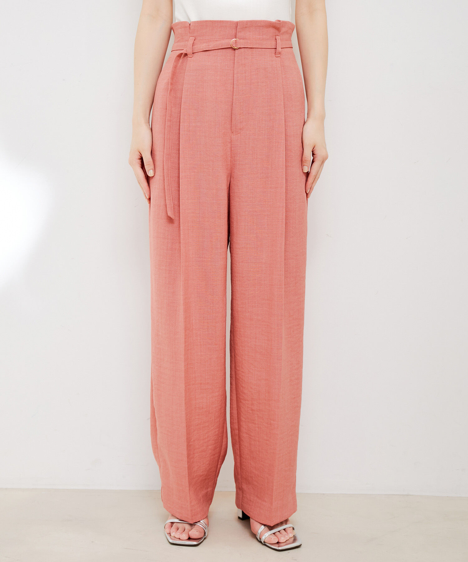 VIS「【接触冷感・洗える】美easy Dカンベルト付きワイドパンツ【セットアップ対応】」|スラックス|