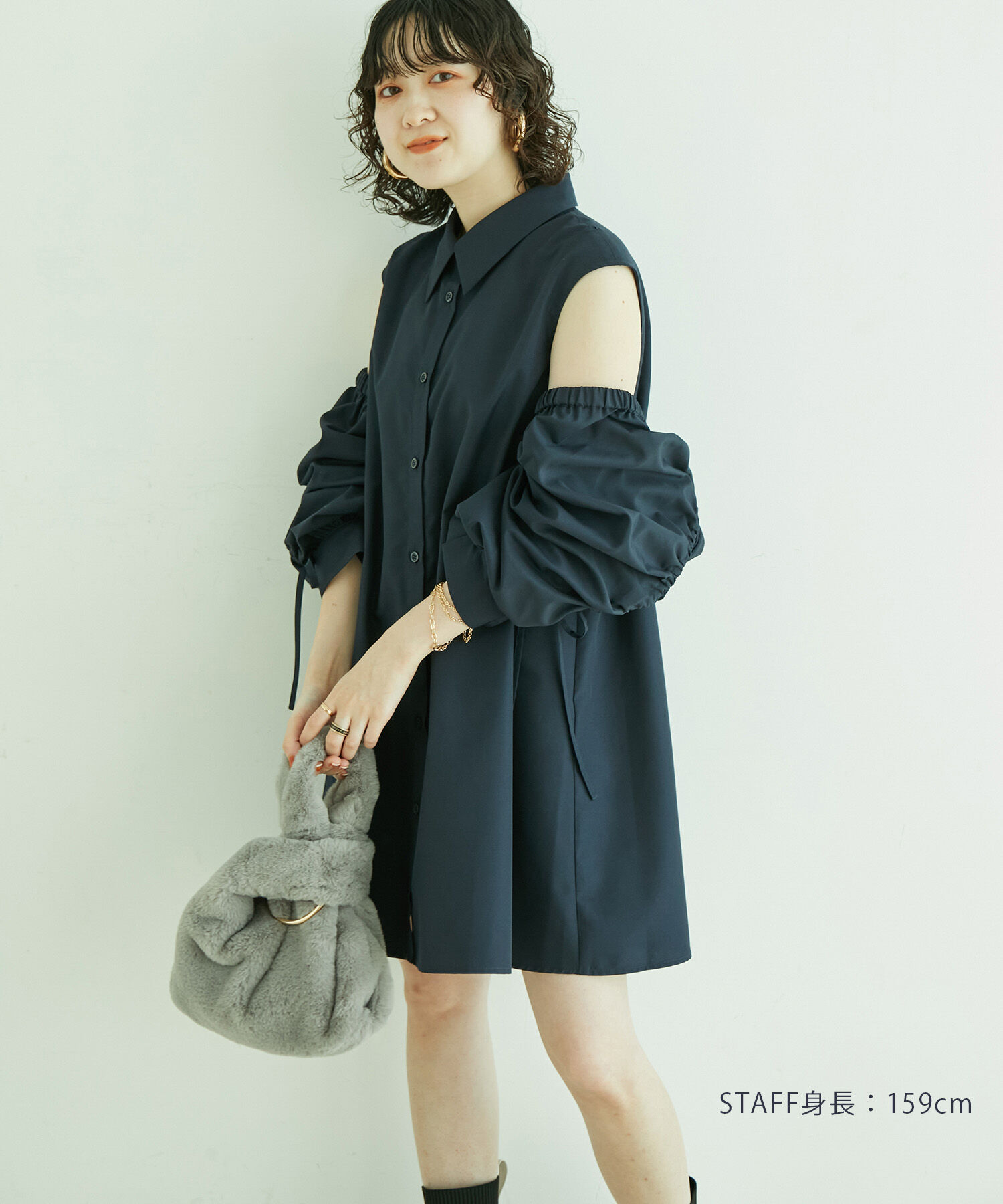 VIS「【洗える】【マルチWAY】ボレロ付きミニシャツワンピース」|その他|