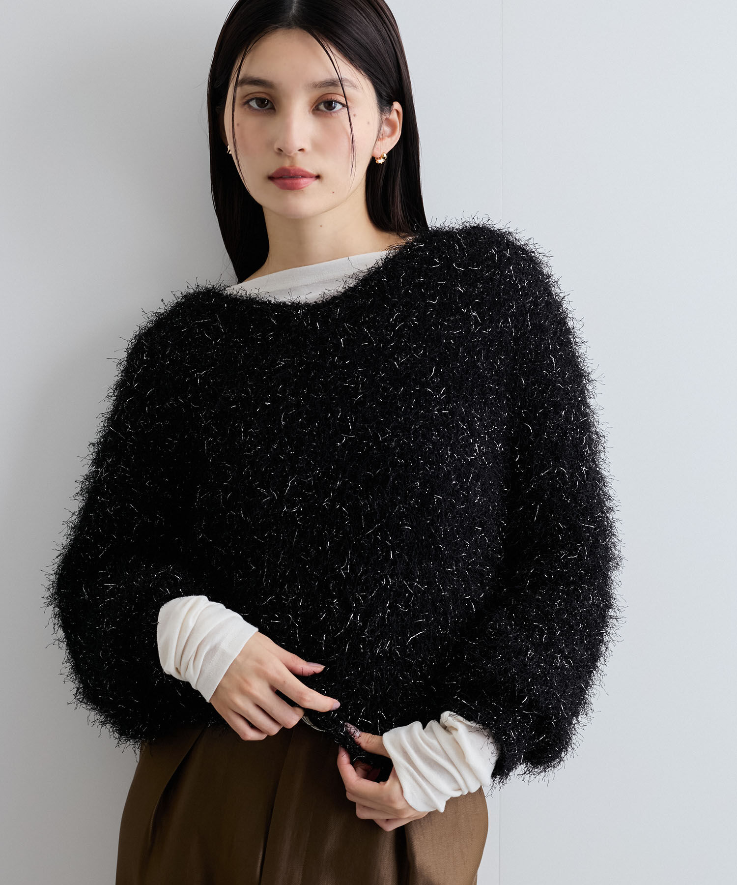 VIS「【洗える】ふわキラニットプルオーバー」|ニット・セーター|ブラック(01)