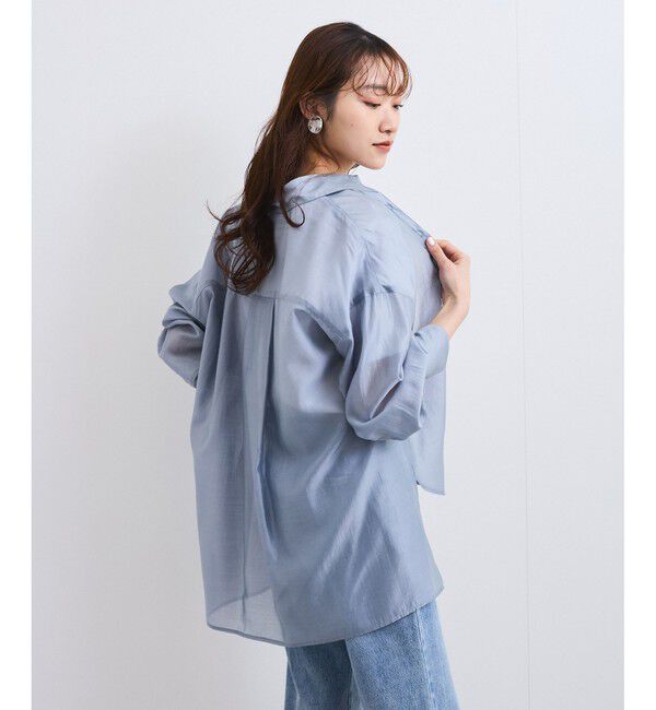 VIS「【洗える】アソートシアーシャツ(フラワー刺繍&無地）」|シャツ・ブラウス|