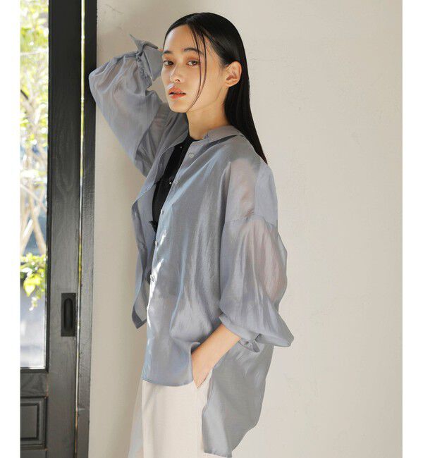 VIS「【洗える】アソートシアーシャツ(フラワー刺繍&無地）」|シャツ・ブラウス|